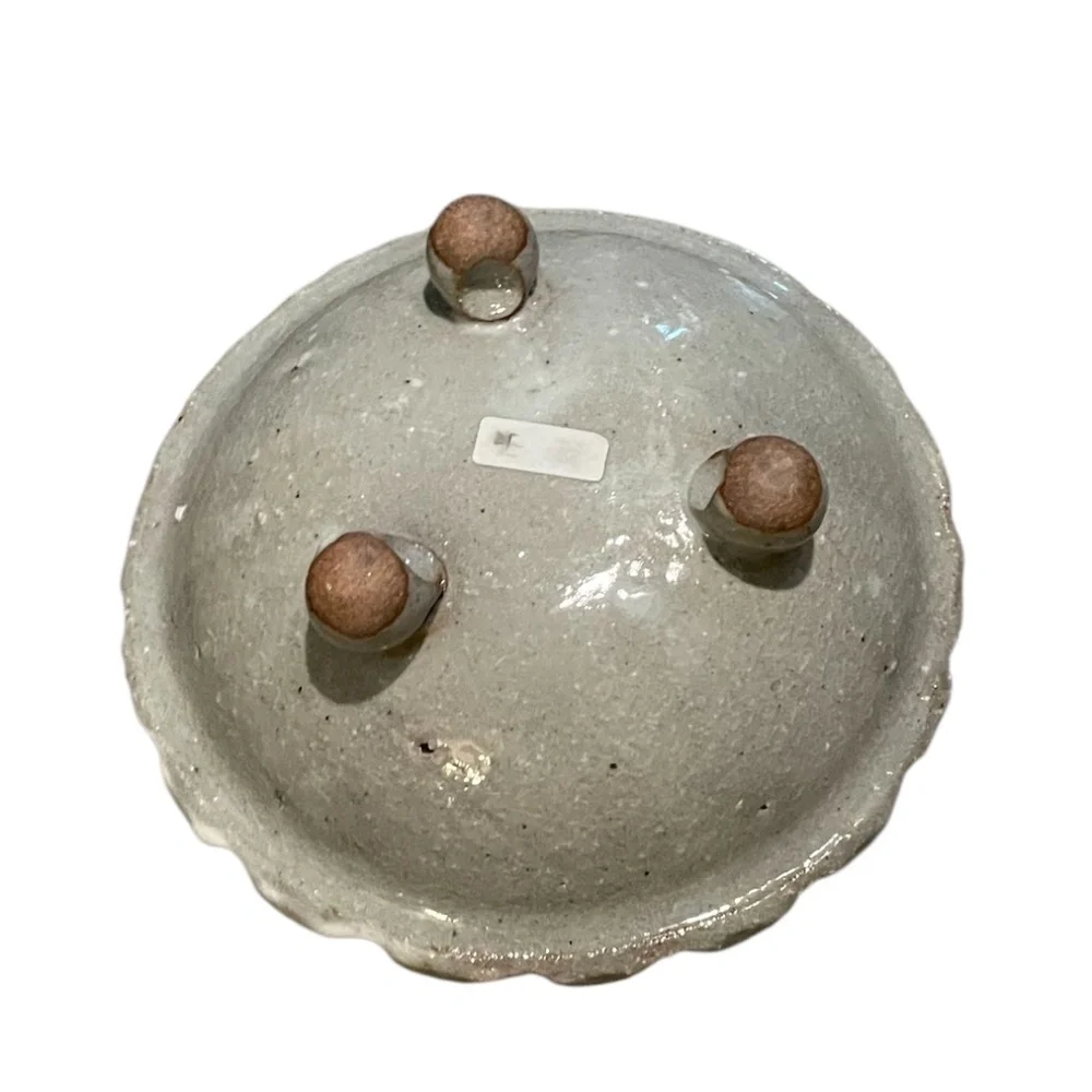 Hand Painted‎ Footed Japanese Glazed Stoneware Catch All Trinket Dish